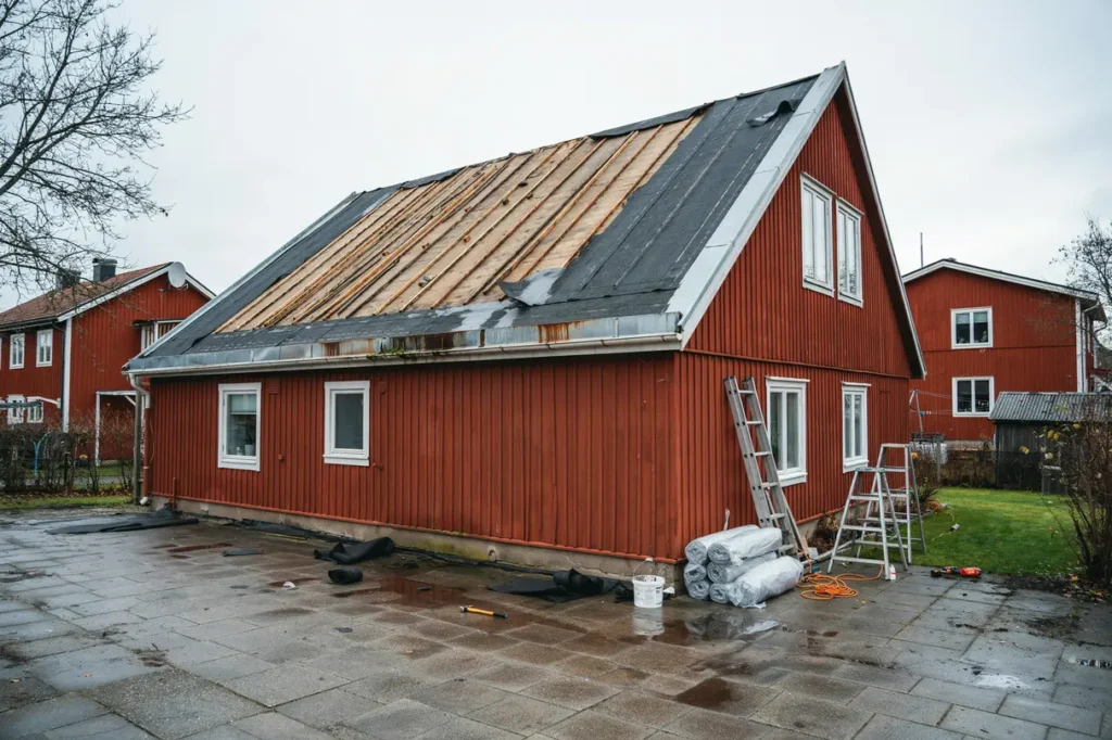 renovera papptak p radhus l ckage underlag och planering